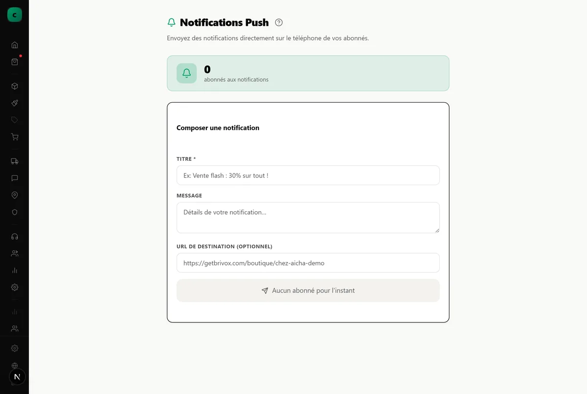 La page des préférences de notification par email et WhatsApp.
